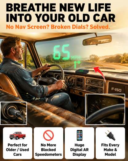 🚗AI head-up display (HUD) with built-in car GPS to prevent speeding tickets. No installation required, plug and play.