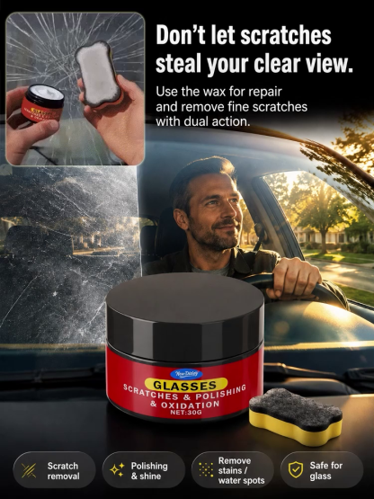 Car Glass Scratch Remover Polish, 3 Seconds and Scratches are Gone! 100% Anti-Glare Night Solution!