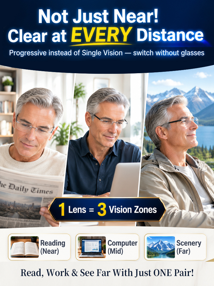 ✨0.01s Auto-Focus Progressive Glasses +1.00~+7.00D Stepless for Reading & Driving✨