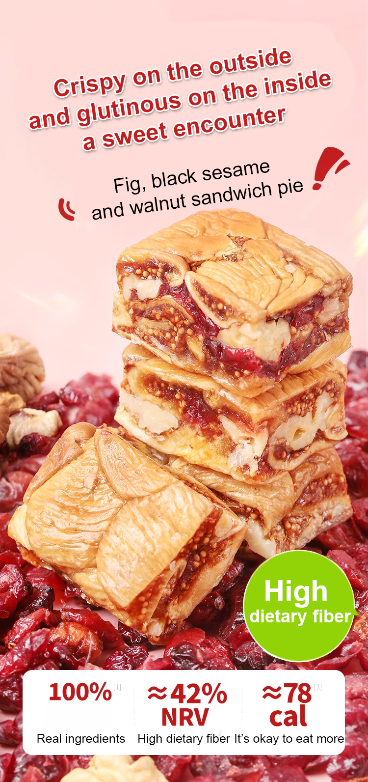 Sliced Fig Black Sesame Walnut Pie showing filling