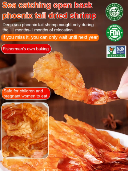 🦐 The Ultimate Crispy Snack! ✨ Wild-Caught, 0-Oil, High-Protein Shrimp. Your healthy addiction! 😋Sea-Caught Butterflied Phoenix Tail Dried Shrimp
