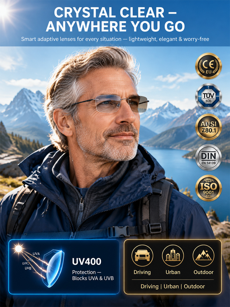 ✨0.01s Auto-Focus Progressive Glasses +1.00~+7.00D Stepless for Reading & Driving✨