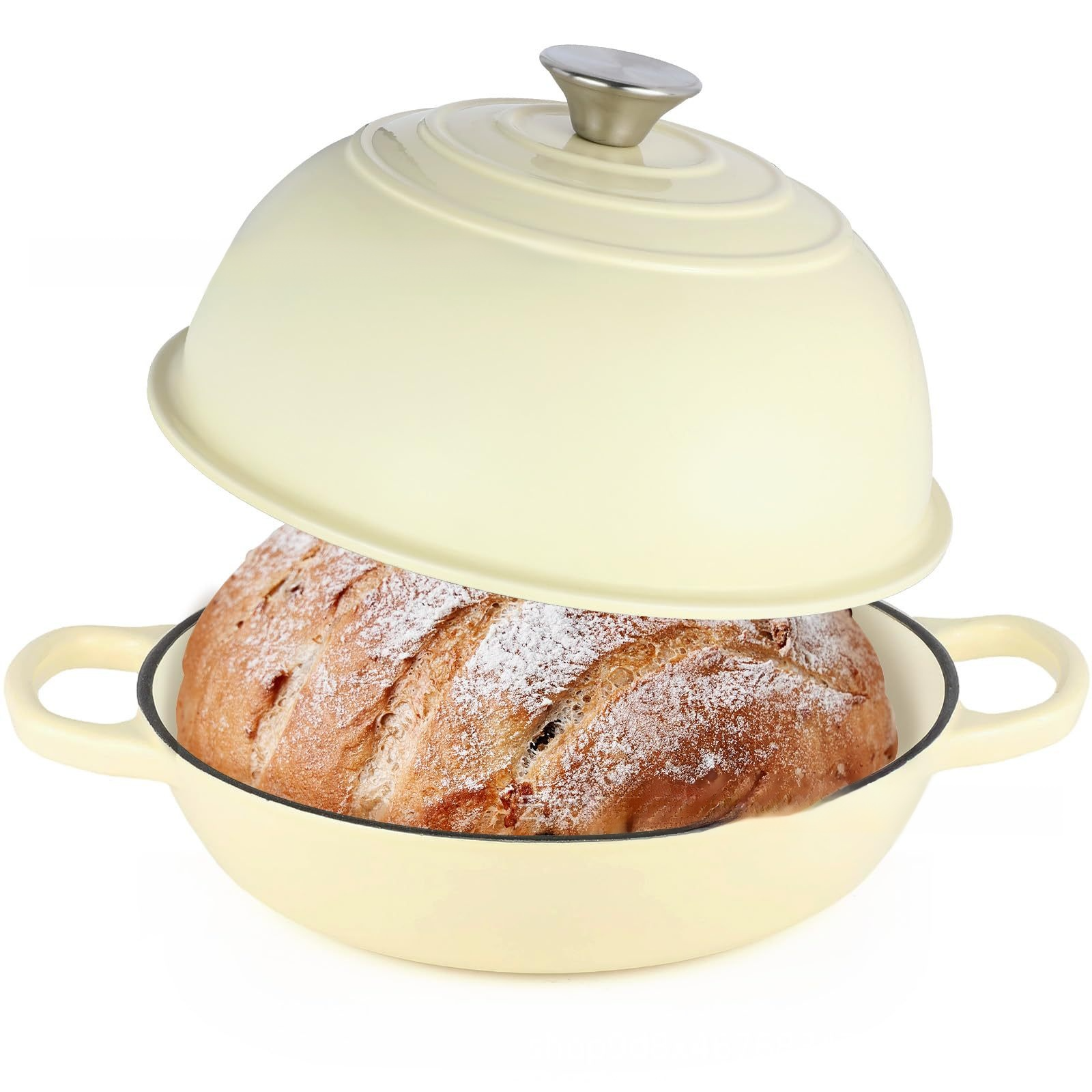 6-Quart Round Enamelled Cast Iron Bread Pan with Lid - 26cm, perfect for homemade baking 🥘🍞