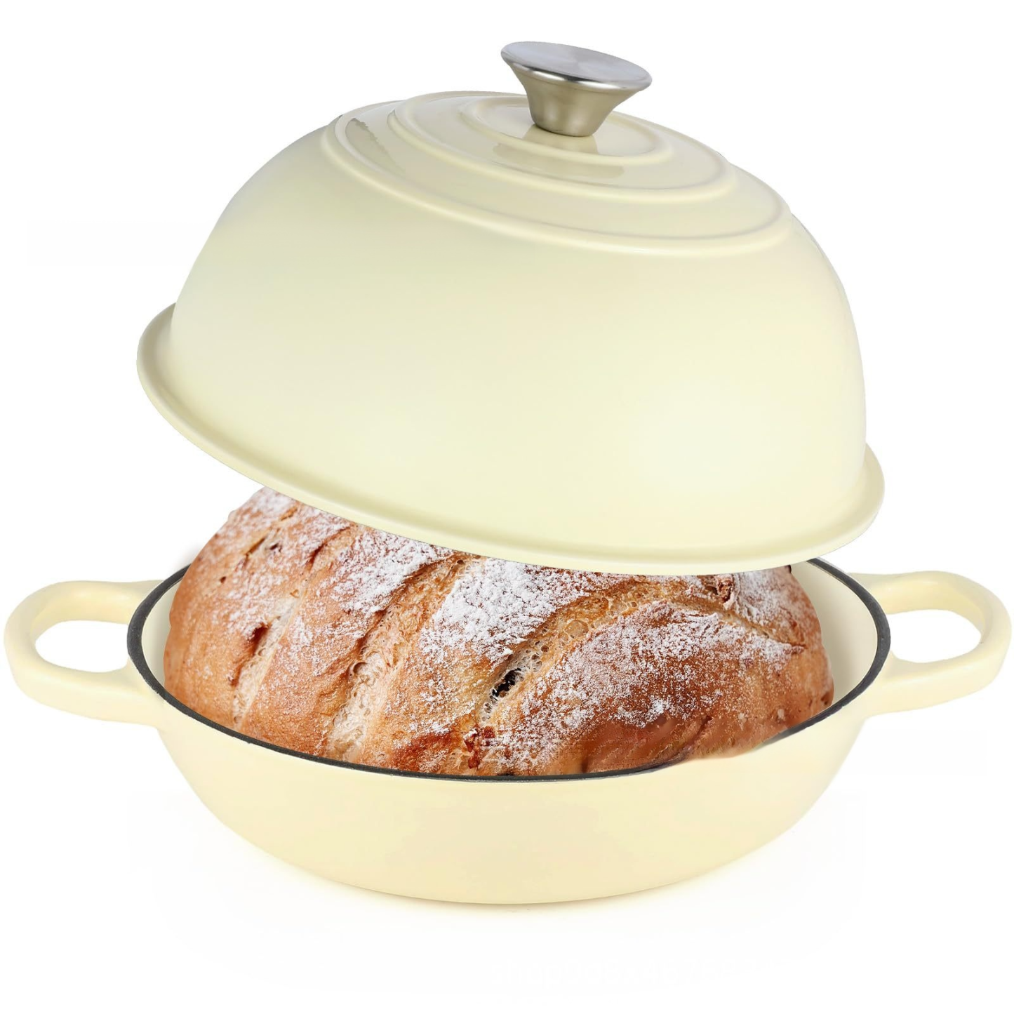 6-Quart Round Enamelled Cast Iron Bread Pan with Lid - 26cm, perfect for homemade baking 🥘🍞