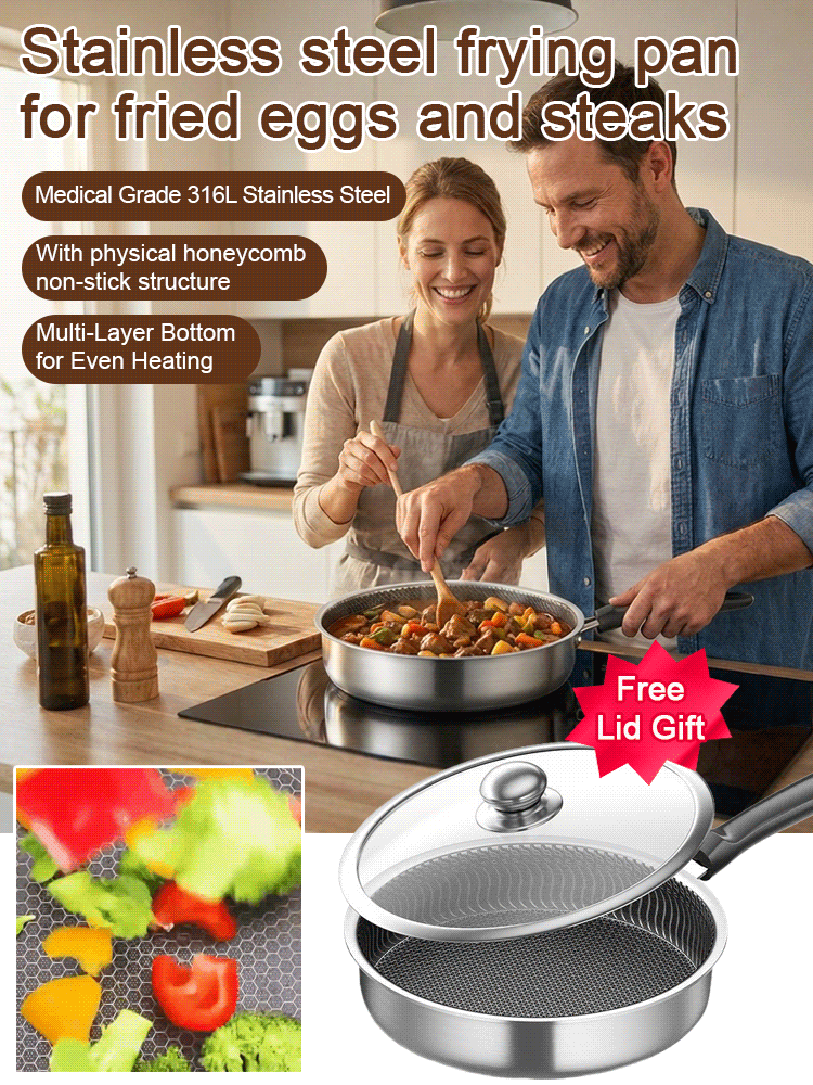 【Made in Germany 】 Premium honeycomb composite stainless steel frying pan | Oven safe 🍳🛡️ with lid