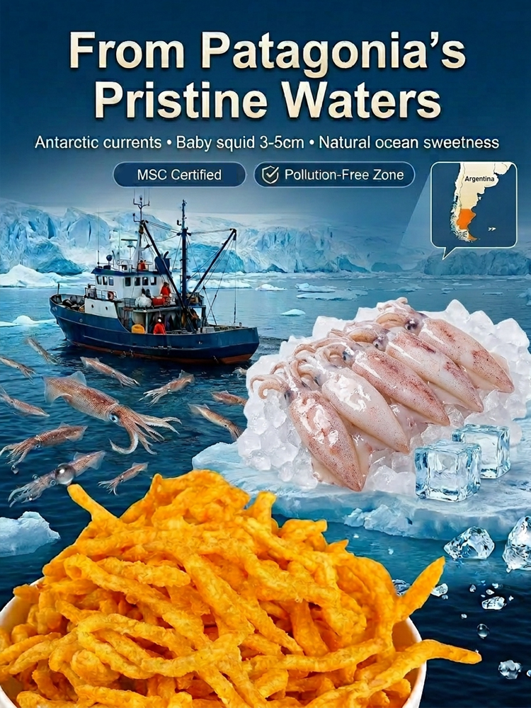 【Crunchier than Chips】Premium Patagonian Crispy Squid Strips | Low Calorie Zero Additives | High ProteinOmega-3 Snack 🦑🌊