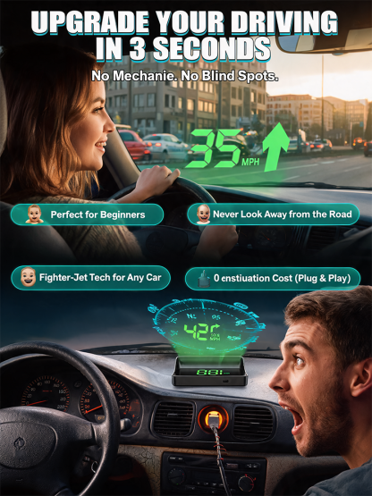 🚗AI head-up display (HUD) with built-in car GPS to prevent speeding tickets. No installation required, plug and play.