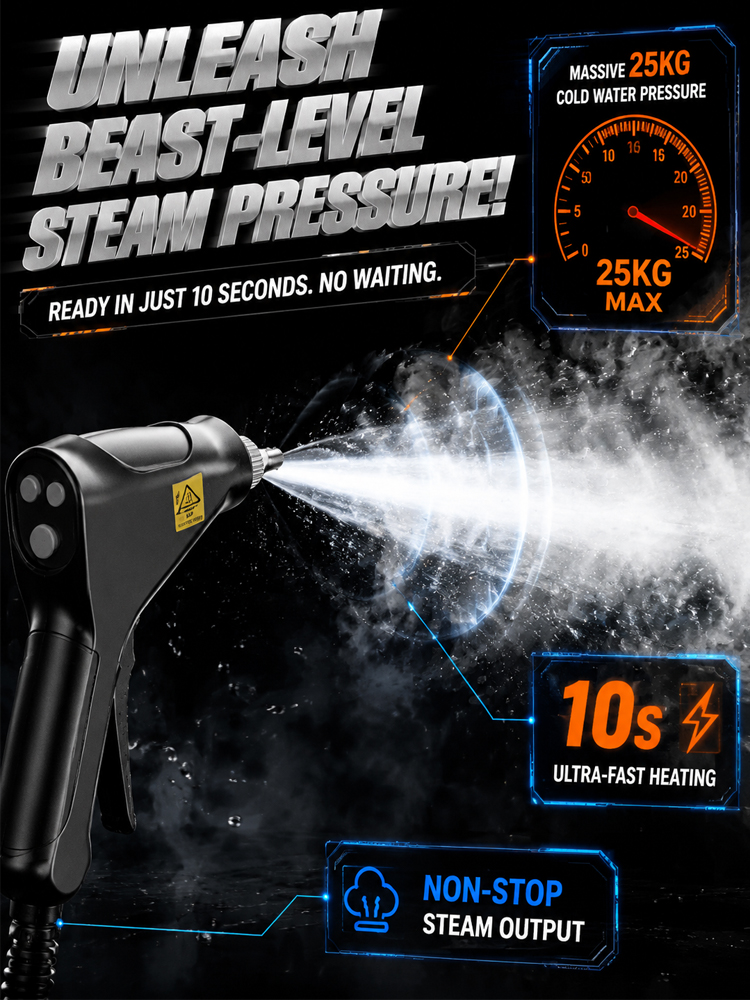 🔥 Powerful Steam Cleaner | Heats up in 30 seconds ⏱️ Deep cleaning | Comes with 6 professional nozzles | Save thousands of pounds 🧼