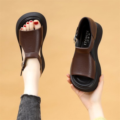 🌟 More fashionable: PLOVER fish mouth thick-soled Roman sandals - the perfect combination of comfort and elegance! 👡