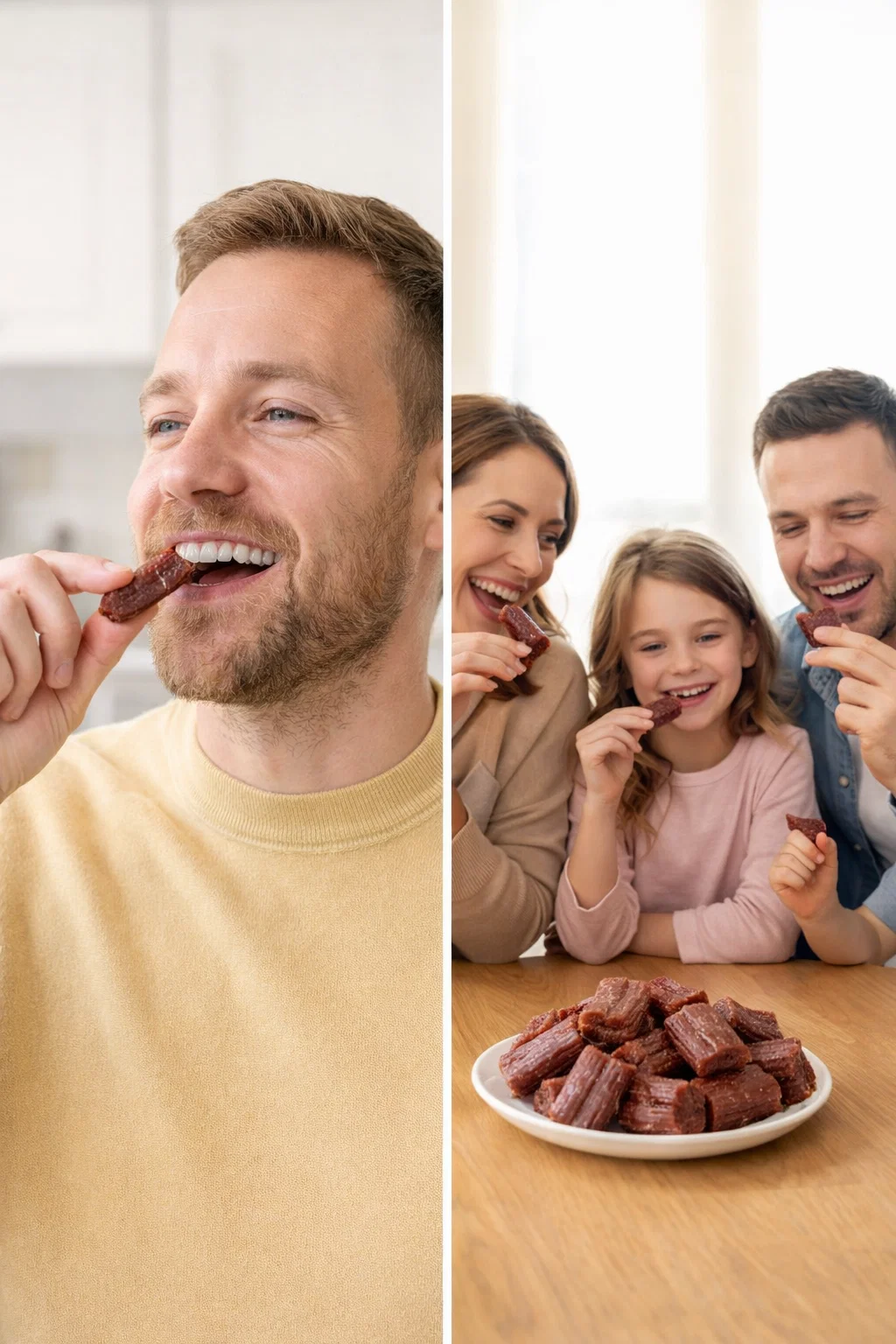 【Buy More, Get More Free】 High-protein pure beef jerky, two flavors. Soft and easy to chew.