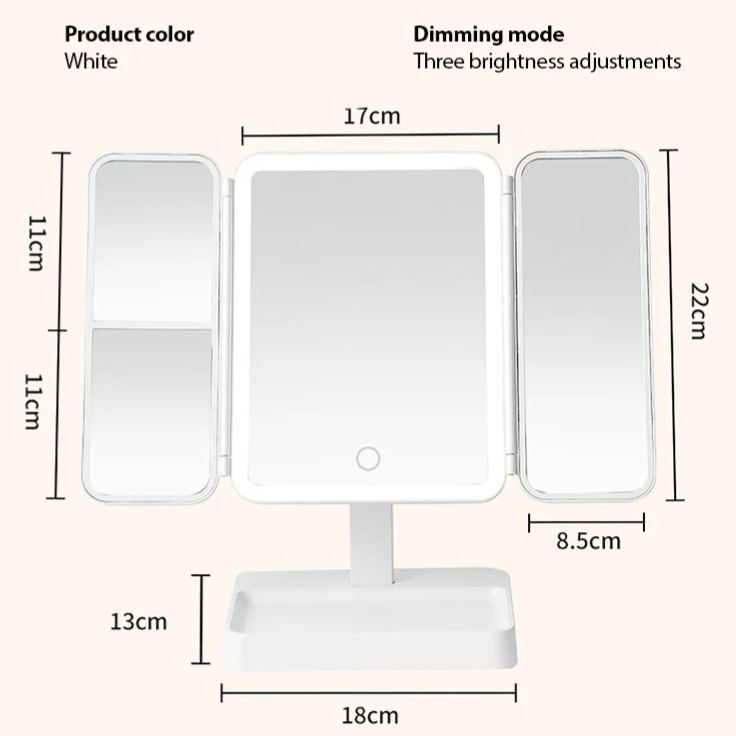 ✨ See Every Detail! 💡 360° LED Mirror with 5X Zoom for Flawless Makeup, Anytime! 💄