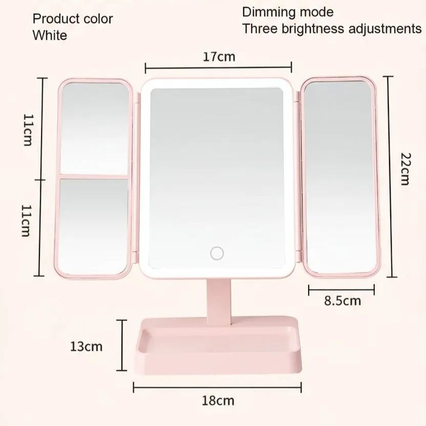 ✨ See Every Detail! 💡 360° LED Mirror with 5X Zoom for Flawless Makeup, Anytime! 💄