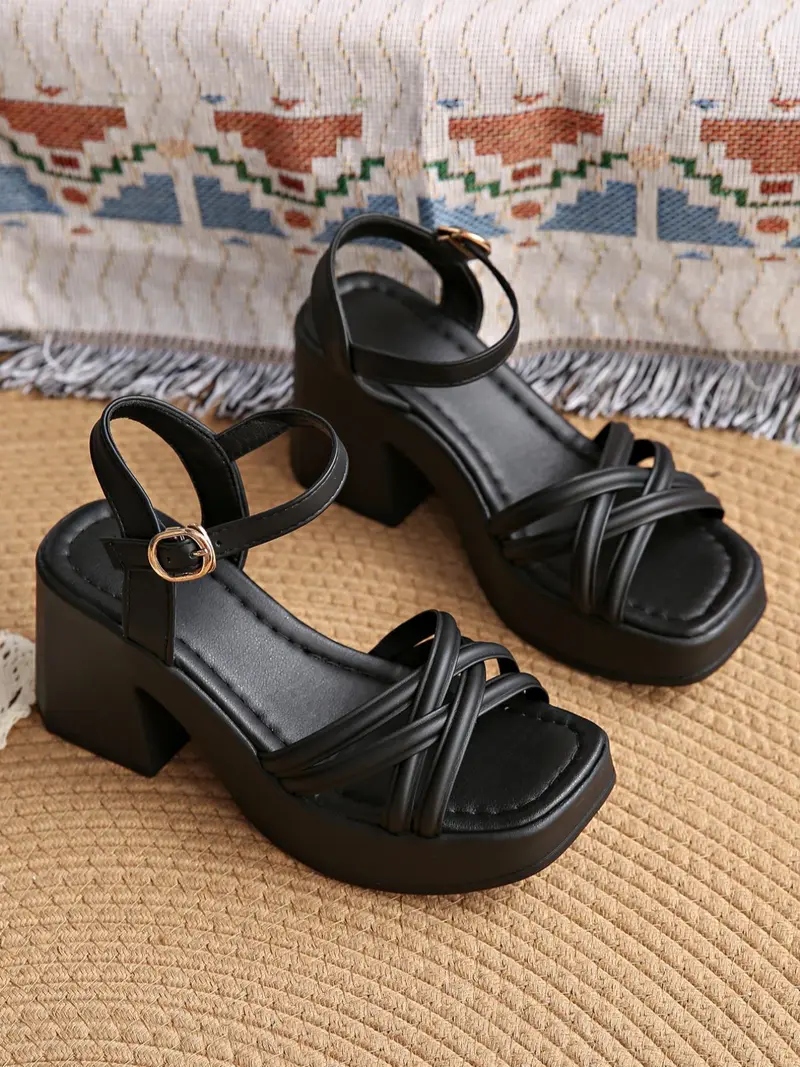 Women's Cross Strap Heeled Sandals