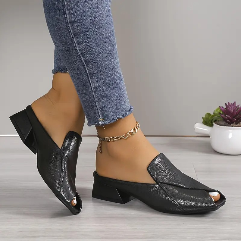 Stylish Square Toe Chunky Low Heels