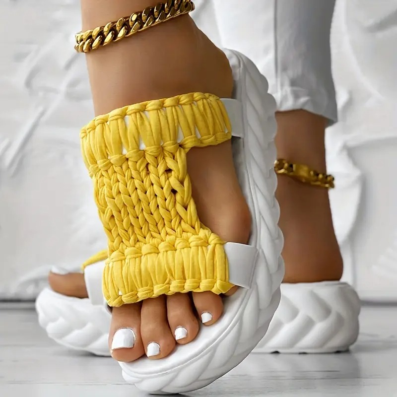 Women's Solid Color Braided Sandals