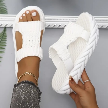 Women's Solid Color Braided Sandals