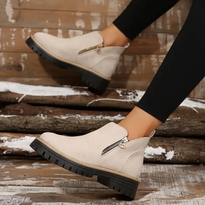 Women's Golden-Tone Zipper Ankle Boots