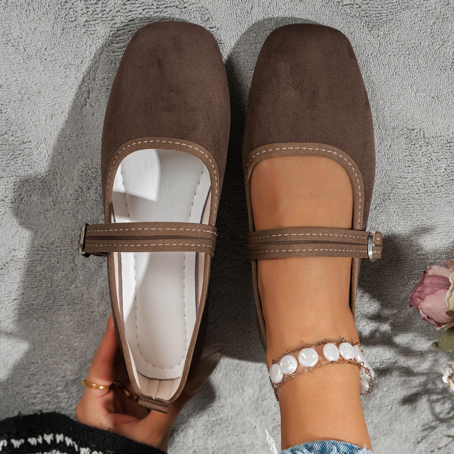 Women's Square Toe Mary Jane Flats