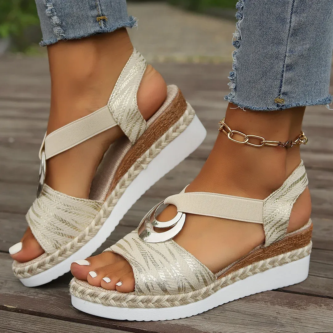 WOMEN'S LEATHER PLATFORM WEDGE ORTHOPEDIC SANDALS