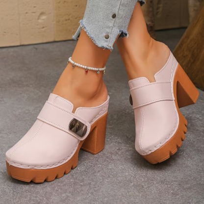 Women's Versatile Slip-On Heeled Sandals