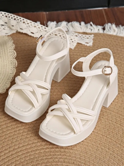 Women's Cross Strap Heeled Sandals