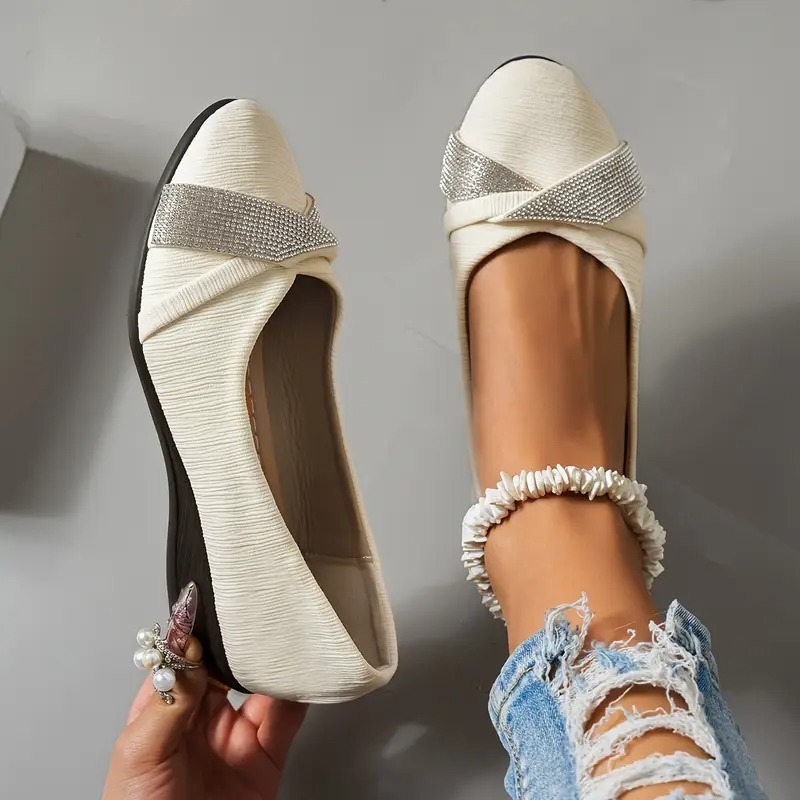 Rhinestone Accents Slip-On Loafers