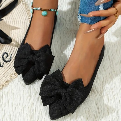 Women's Cute Black Bow Flat Shoes