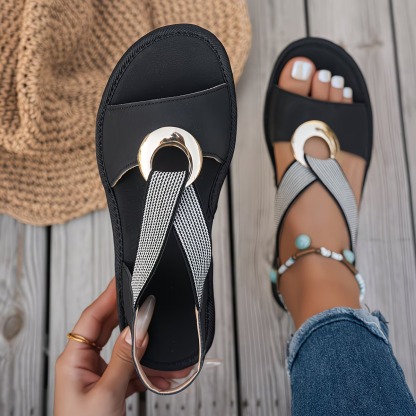 Women's Metal Buckle Flat Sandals