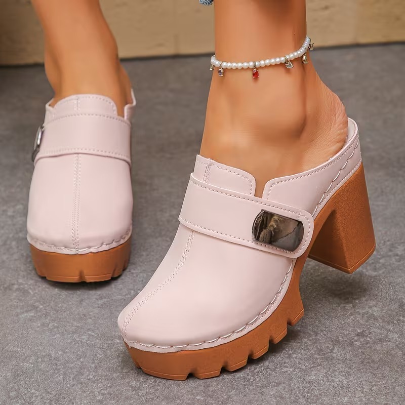 Women's Versatile Slip-On Heeled Sandals