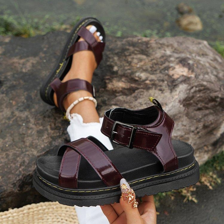 Women's Wide Sole Leather Sandals