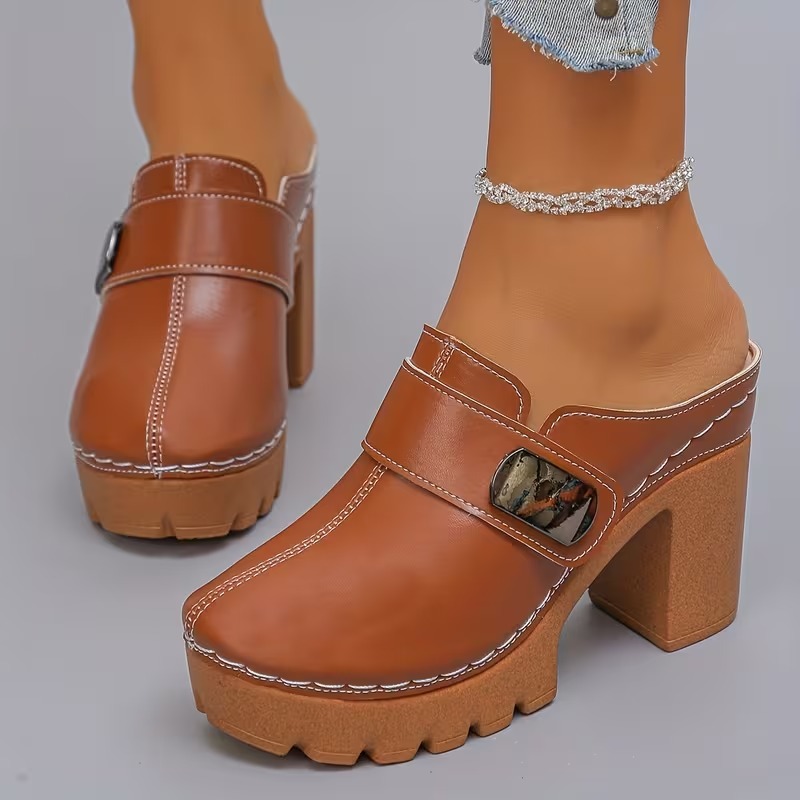 Women's Versatile Slip-On Heeled Sandals