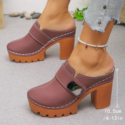 Women's Versatile Slip-On Heeled Sandals