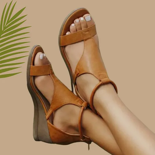 Orthopedic Leather Heel Sandals