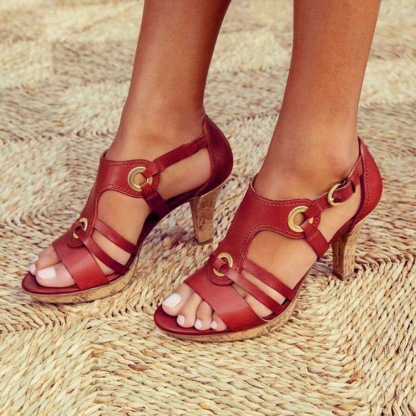 Women's Chunky Platform Classic Leather Sandals