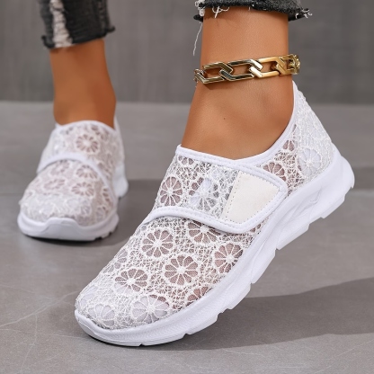 Women's Floral Embroidery Lace Sneakers