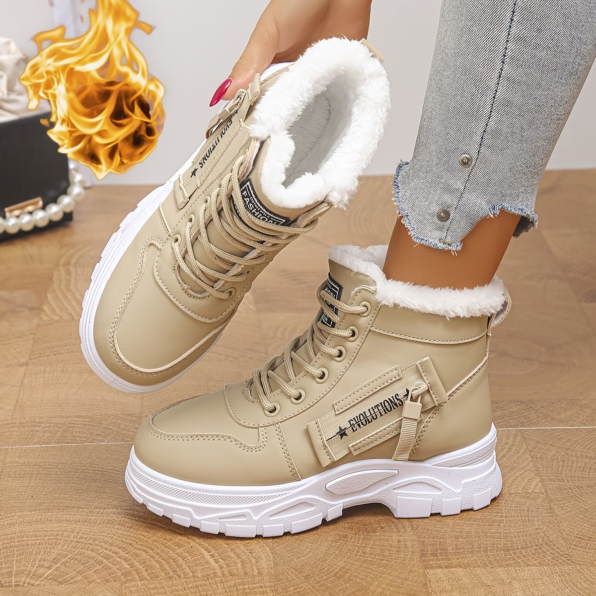 Women's Warm Lace up Winter High Top Sneakers