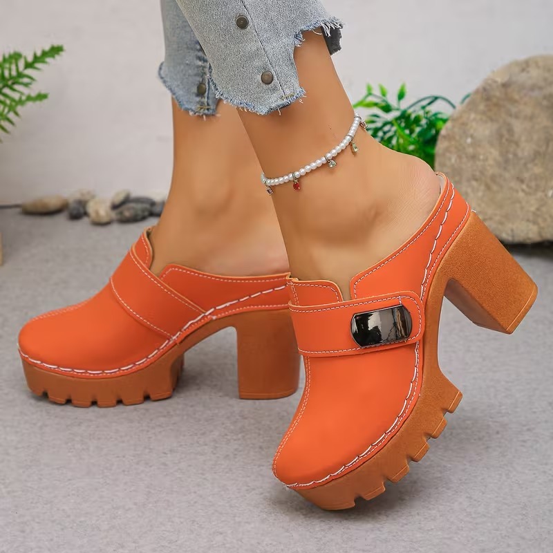 Women's Versatile Slip-On Heeled Sandals