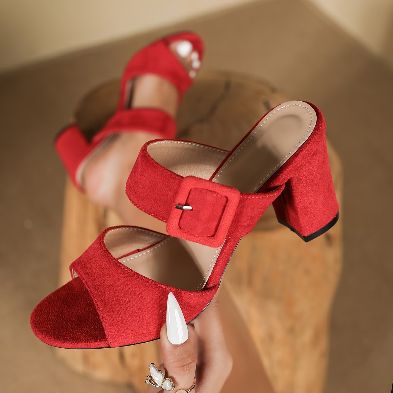 Women's Fish Mouth Buckle Strap Heels