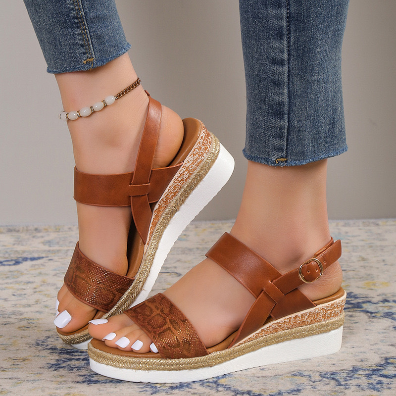Women's Chunky Platform Classic Leather Sandals