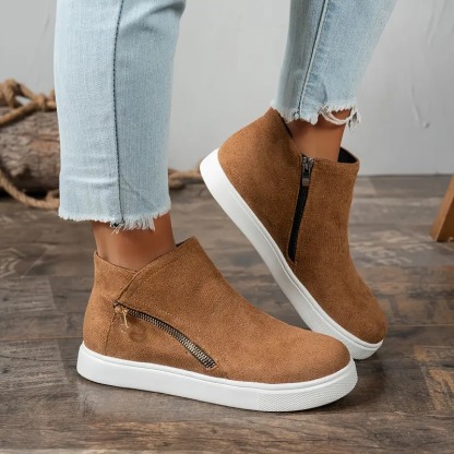 Wedge Heel Side-Zip Ankle Boots
