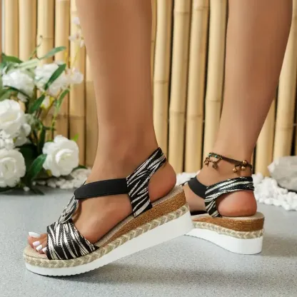 WOMEN'S LEATHER PLATFORM WEDGE ORTHOPEDIC SANDALS