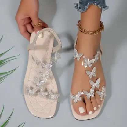 Women's Rhinestone Butterfly Decor Flat Sandals