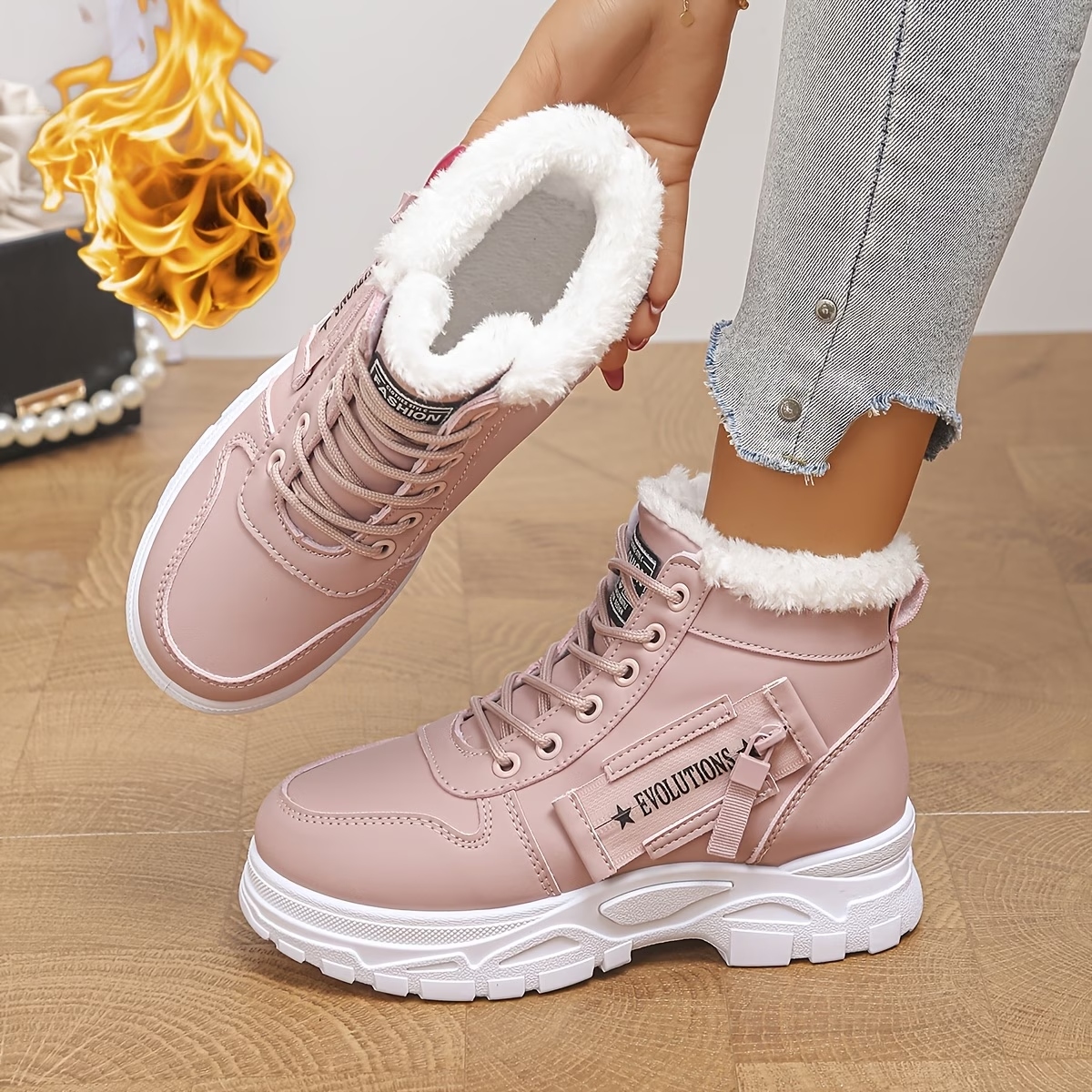 Women's Warm Lace up Winter High Top Sneakers