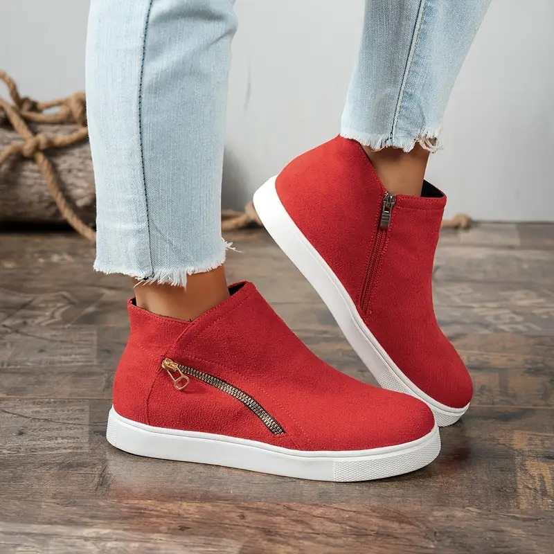 Wedge Heel Side-Zip Ankle Boots