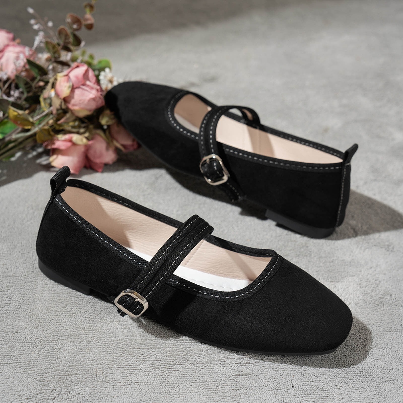 Women's Square Toe Mary Jane Flats