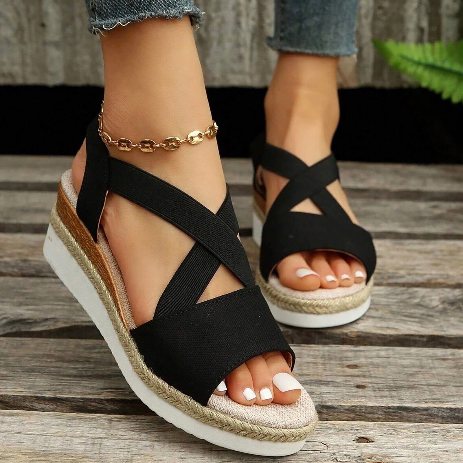 Women's Chunky Platform Classic Flat Bottom Slope Heel Sandals