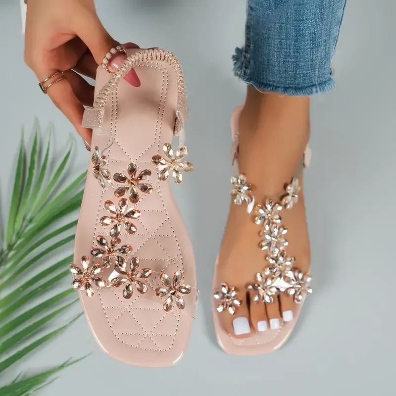 Women's Rhinestone Butterfly Decor Flat Sandals