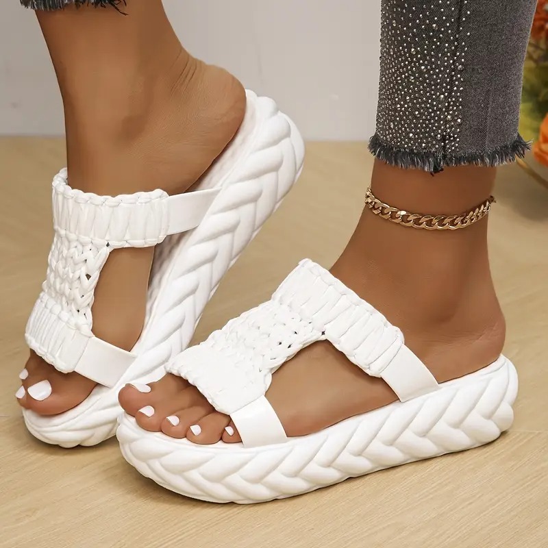 Women's Solid Color Braided Sandals