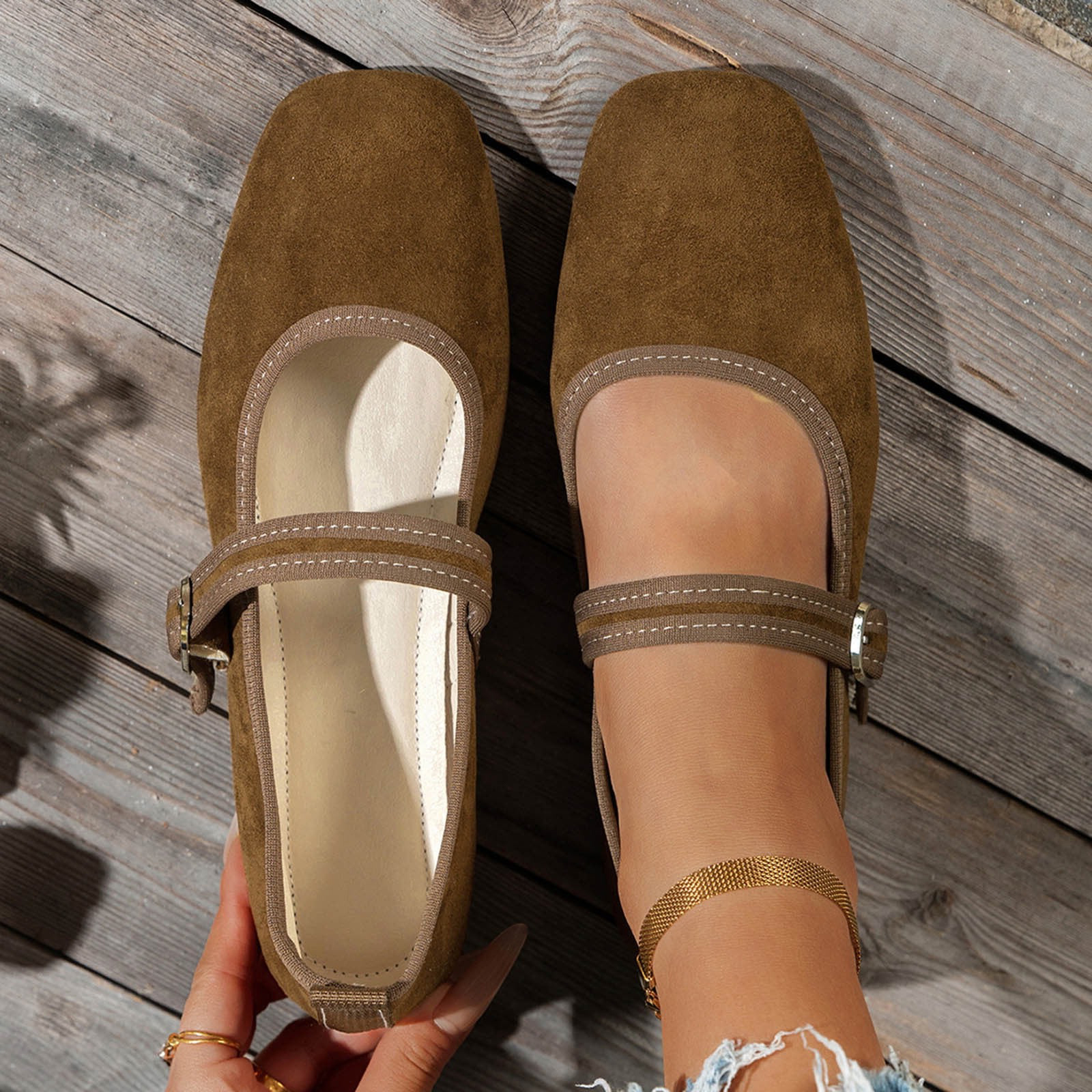 Women's Square Toe Mary Jane Flats