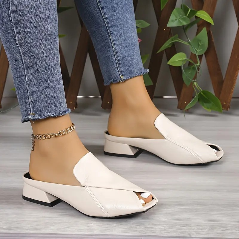 Stylish Square Toe Chunky Low Heels